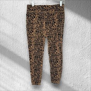 J Crew Weekend Women Large Leopard Leggings  Animal Print Classic Comfort Cotton